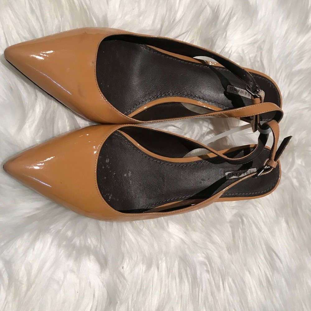 Authentic Designer Vera Wang Kitten Strap Patent Slingbacks - all leather 7.5M